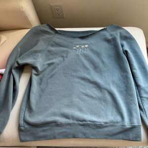 Light blue flower crew neck